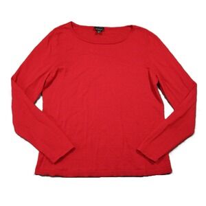 Talbots Sweater L Red Merino Wool Round Neck Holiday Classic Christmas‎ Festive